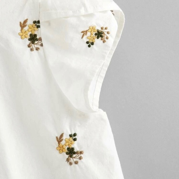SHEIN Flower All Over  Embroidered Cotton Blouse - Picture 11 of 12